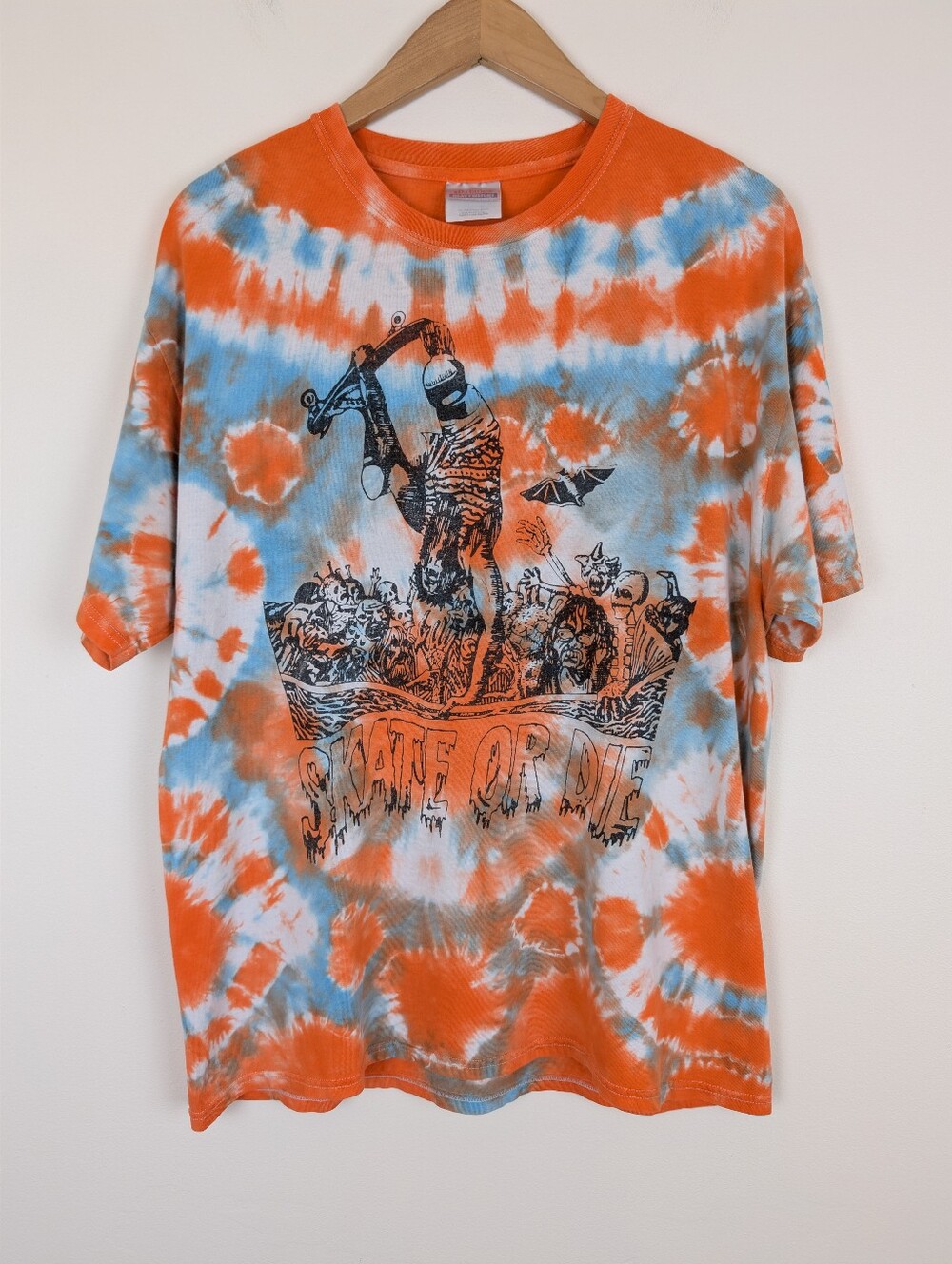 Retro Skate Or Die Orange Tie Dye Graphic T-shirt